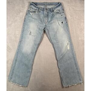 Vtg American Eagle Jeans Mens 32x30 Distressed Bootcut baggy loose Y2K 90s